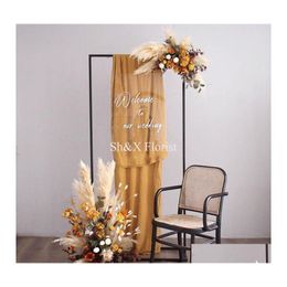 Decorative Flowers Wreaths Retro Artificial Floral Rose Dried Plants Pampas Grass Fan Leaf Wedding Arch Decor Flower Arrangement P Dhn3X