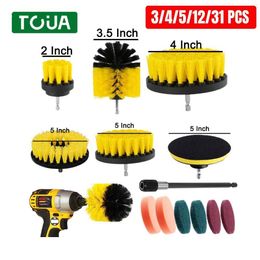 Cleaning Brushes Electric Drill Brush Kit All Purpose Cleaner Auto Tyres Tools for Tile Bathroom Kitchen Round Plastic Scrubber 230504