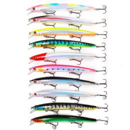 Baits Lures Selling 10pcs 130mm 15.4g Big Long Fish Minnow Sea Fishing Lure Bait 3D Eyes Strong Hooks for 230504