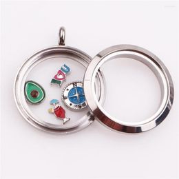 Pendant Necklaces 1PC Twist Round Living Memory Po Relicario Locket Floating Charms With Rhinestones For Jewellery Women Men