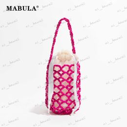 Evening Bags Beading Woven Small Bucket Tote Bag Women Cute Phone Purses Female Simple Design Casual Beaded Handbags Solid Colour T230504