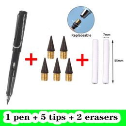 Kalemler 8 Pcsset Infinity Pencil NO Ink Art Ebedi Eskiz Okul Öğeleri Kawaii Pens Malzemelere Kırtasiye Hediyeleri 230503