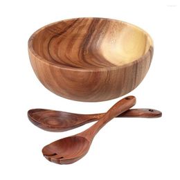 Bowls 3pcs Salad Stirring Supplies Wooden Smooth Surface No Burr Not Easy To Hurt Hands Bowl Unique Wood Grain For Home