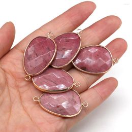 Pendant Necklaces Natural Rhodochrosite Irregular Drop Shaped Faceted Hemming Connector Charms For Jewellery Making DIY Necklace Accessories