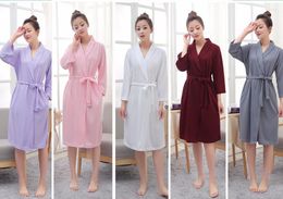 Women's Sleepwear Women Ultrafine Cotton Bathrobes Loop Pile Long-sleeve Lovers Bathrobe Robe Casual Bathroom Spa