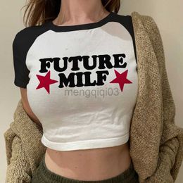 Women's T-Shirt Y2k Crop T Shirts Future Milf Star Fashion Women Crop Top Harajuku Streetwear Slim Tshirt Summer Graphic Streetwear T-Shirt Y23