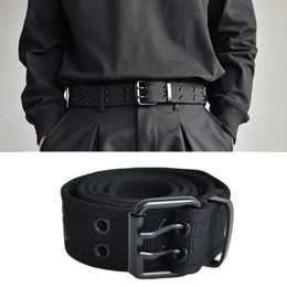 Belts Nylon Weaving Men's Square Buckle Belt Korean Fashion Hole Pants Jeans Trousers Pin Waistband For Men