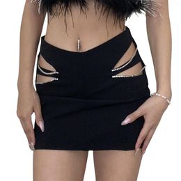 Skirts Women Skirt Solid Colour Cutout Metal Chain Zipper Spring Summer Street Casual Party 2023 Trendy Short Length