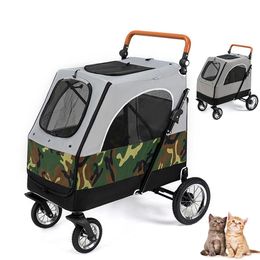 Carriers Pet Cat Stroller Transporter Carrier Baby Newborn Dog Stroller Lightweight Folding Large Space Loadbearing 55KG Outdoor Travel