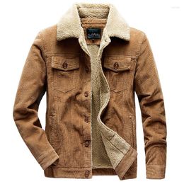 Men's Jackets Men's Fashion Corduroy Bomber And Coats Fleece Lined Thick Warm Flight Parkas Cargo Tactical Outerwear Big Size M-4XL