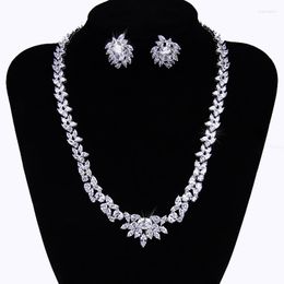 Necklace Earrings Set 2023 Wedding Jewellery Bridal Flower Stud Earring Crystal Choker Statement Bridesmaid Sets AS084