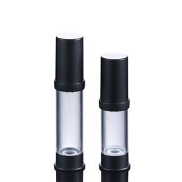 100pcs 5ML 10ML Black Empty Refillable Airless Pump Bottle Portable Cosmetic Container Best as Makeup Foundations and Serums