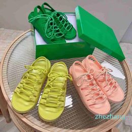 2023-High Heels designer sandals Womens Dress Ribbon weaving slides Designer Jelly Strappy Slippers Fashion Ladies Mesh Square Toe Women Sandal Dot shoes