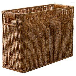 Gift Wrap No Lid Woven Hollow Handle Imitation Rattan Sundries Storage Basket