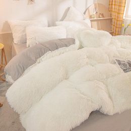 Bedding Sets Mink Velvet Thick Quilt Cover Bed Blanket Luxury Super Fluffy Soft Coral Fleece Warm And Comfortable