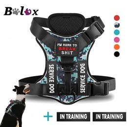 Hundhalsar Leases Harness No Pull Reflective Tactical Vest för små stora husdjurs promenader Training Outdoor Supplies gratis lappar 230503