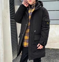 Piumino da uomo 2023 Giacca da uomo di tendenza coreana Inverno medio lungo caldo Doudoune Homme Trench coat bello tinta unita