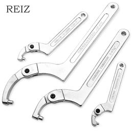 Moersleutel REIZ Adjustable Hook Wrench Universal Spanner Set Groove Smooth Screw Nuts Driver Flat Round Ends Heavy Duty Repair Hand Tools