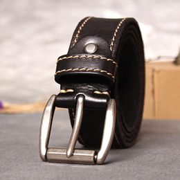 Belts 3.8CM Designer Men High Quality Pin Buckle Luxury Real Full Grain Cowskin Genuine Leather Ceintures Belt For Jeans