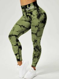 Women's Pants Capris Seamless Tie Dye Gym Pants High Waist Tummy Control Push Up Yoga Tights Elastic Sports Leggings For Women Spandex P230504