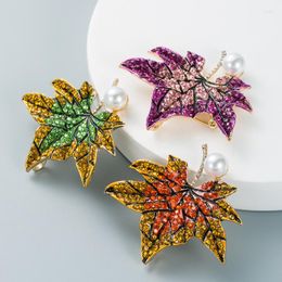 Dangle Earrings European And American Autumn Winter Modeling Inlaid With Color Rhinestone Pearl Brooch Pin Female Fashion