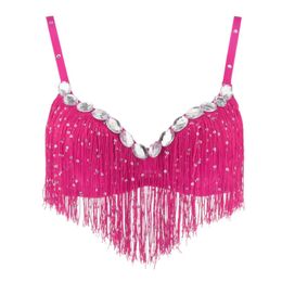 Camis Sexy Belly Dance Sequin Tassel Party Bra top Women Dance Performance Diamond Fringe Bralette Crop Top Festival Clubwear