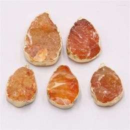 Pendant Necklaces Natural Orange Agates Druzy Necklace Pendulum Irregular Stone Connector Charms For Jewellery Making Raw