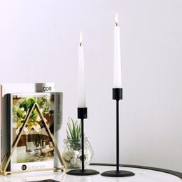 Candle Holders 51BD 2 Pcs Black Metal Retro Romantic Candlelight Dinner Living Room Dining Candelabra Table Decoration