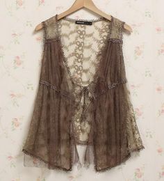 Tops Vintage Women Lace Crochet Floral Vest Coat Mori Girl Lace Crochet Robe Ropa Mujer Hippie Boho Mori Lolita Vest Top Clothing