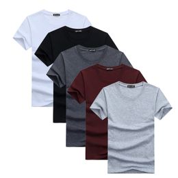 Men's T-Shirts High Quality Fashion Men's T-Shirts Casual Short Sleeve T-shirt Mens Solid Casual Cotton Tee Shirt Summer Clothing 6pcs/lot 230504