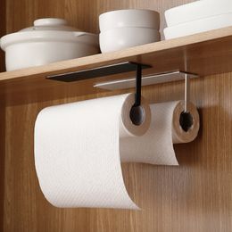 Storage Holders Self-Adhesive Kitchen Paper Towel Holder Bathroom Toilet Roll Tissue Hanger Hook Storage Rack Wall Hanging Shelf Q27