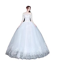 2024 elegant super off shoulder handmade beading quality bridal with handmade beads all gown with lace luxury and long sleeves wedding gown trail dress