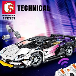 Blocks SEMBO TECHNICAL 1337PCS 1 14 Sports Car Building STEM Remote Control Collectible Model Kits Supercar Bricks For Children 230504