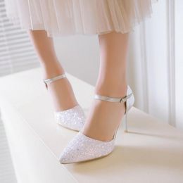 Dress Shoes Plus Size Ladies High Heels Women Woman PumpsHigh-heeled Sequined Pointed Shallow-mouthed Single