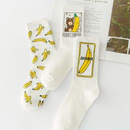 Women Socks Cute Fashion Trend Cartoon Banana Solid Colour Tube Unisex Fun School Sports Ins Korean Version Of Personality