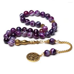 Strand Natural Purple Agate Rosary Muslim Tasbih Gift Islam Misbaha Man's Onxy Prayer Beads Eid Ramadan For Men