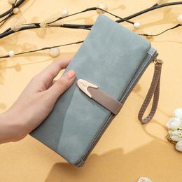 Wallets Soft Pu Leather Wallet Women Long Clasp Clutch Purse Wristband Casual Female Brand Designer Lady Coin Pocket