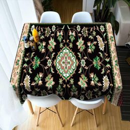 Table Cloth Minorities Printed Tablecloth Blue Plant Flowers Pattern Rectangular Thicken Waterproof Cotton Round Cover1