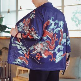 Ethnic Clothing 2023 Summer Japanese Kimono Cardigan Men Haori Asian Streetwear Shirt Samurai Costume Harakuju Robe Yukata Mens 12746