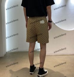 xinxinbuy Men women designer Shorts pant Double letter jacquard fabric cotton Spring summer khaki green blue S-2XL