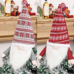 Christmas Decorations Gnome Tree Topper Swedish Tomte Plush Santa Gnomes Knitted Snowflake Hat Xmas Holiday Home Decor 101A