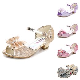 Sandals Girls Sandals Bow Latin Dance Shoes 5-13 Years Old Children Sandalias Summer High Heel Princess Shoes Kids Sandals 230503