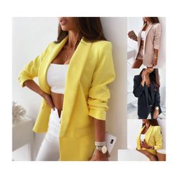 Ternos femininos Blazers Casual Office Ladies Roupas de grandes dimensões Blazer jaqueta vermelha Mulher preta elegante moda casaco feminino gota otitg