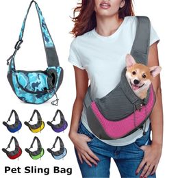 Dog Travel utomhus Pet Puppy S L Outdoor Shoulder Bag Mesh Oxford Single Comfort Sling Handväska Tote Pouch 230503
