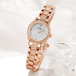 Wristwatches Yazole Brand2023 Stylish Women's Quartz Watch Small Diamond-encrusted With Fritillar-resistant Steel Strap Bracelet