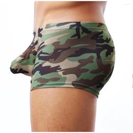 Underpants Men's Boxer Shorts Panties Funny Underwear Low Waisted U Convex Pouch Camouflage Trunk Gays Fashion Lingerie Comfortable