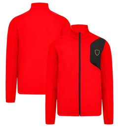 F1 2023 Red Team Windbreaker Formula 1 Windproof Warm Softshell Autumn and Winter Men's Fashion Plus Size Zip Up Jacket