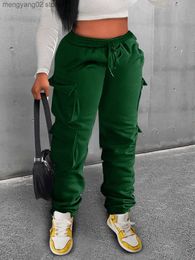 Women's Pants Capris LW Plain Pocket Sweatpants Side Pockets Drawstring Cargo Women Stretchy Trendy Casual Trousers T230504