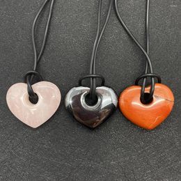 Pendant Necklaces Charm Jewellery Natural Stone Love Shape Exquisite Fashion Necklace Large Hole Loose Beads Supplies 30x35mm