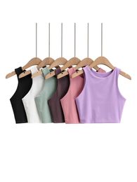 Camisoles Tanks Summer Fashion Women Sexy Slim Tops O-neck Sleeveless Double Nylon Ladies Good Quality Tank 6 Colours 230503